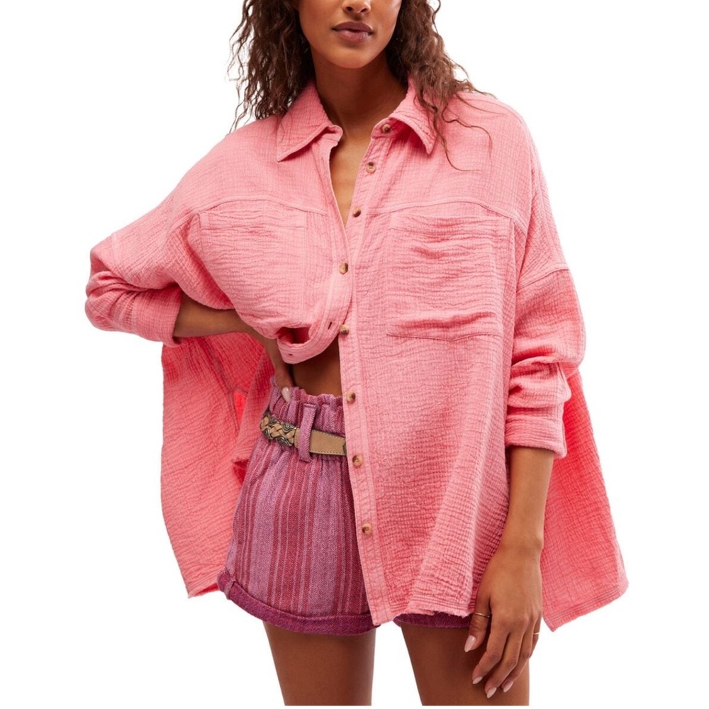 Free People Cardiff Cotton Gauze Button-Up Shirt🌈🌈
